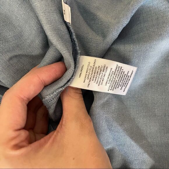 BeachLunchLounge Chambray Bell Sleeve Shirt Dress Small - Picture 5 of 5